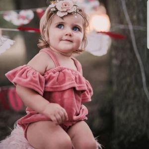 EUC Bailey's Blossoms Velour Cold Shoulder Romper